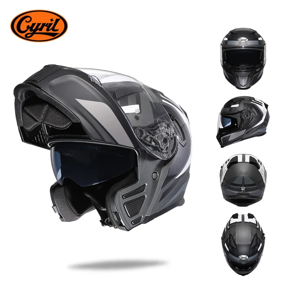 CYRIL Dual Visor Modular Motorcycle Helmet DOT Approved