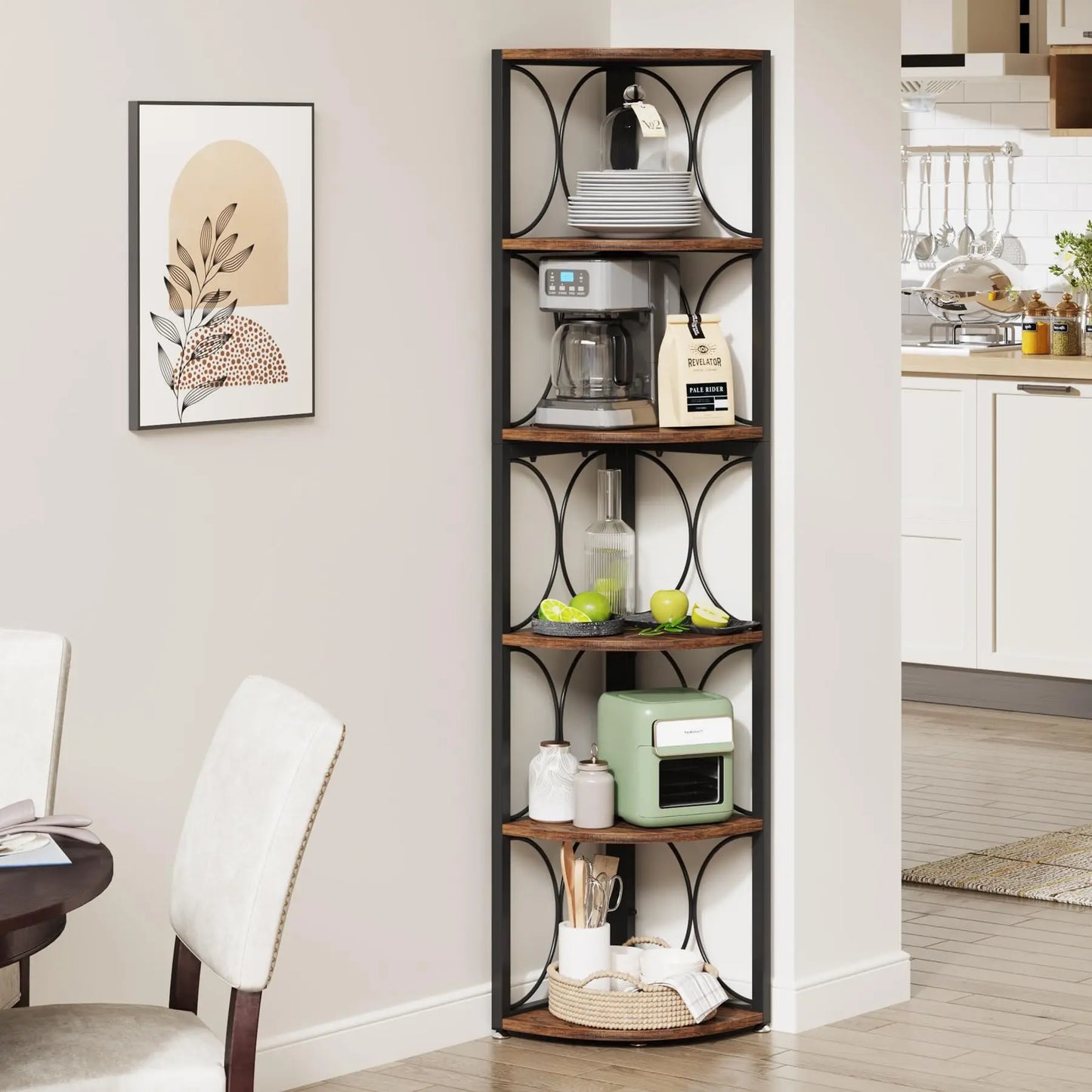 Tribesigns 6 Tier Corner Shelf Rustic Bookcase Storage
