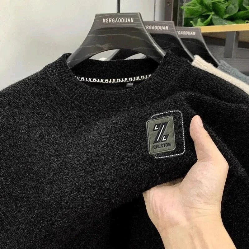 ZHUOFUCN Men's O-Neck Sweatercoat Plush Fleece Lined Autumn Winter