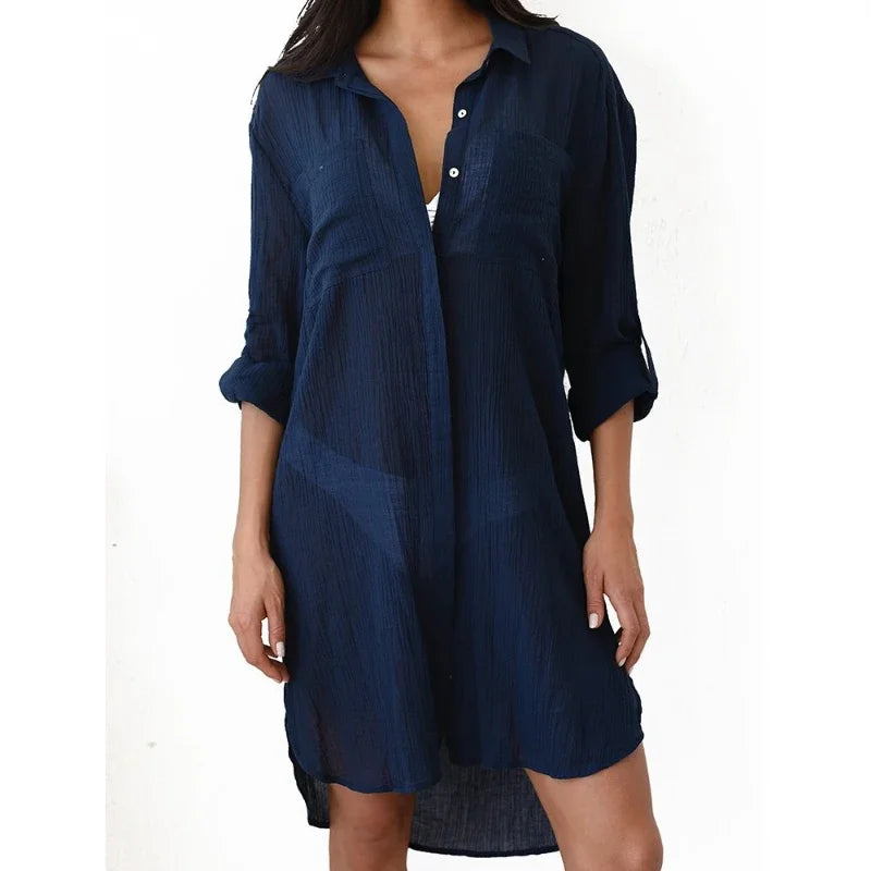 Liva Girl Cotton Beach Maxi Dress Tunic Cover Up Elegance
