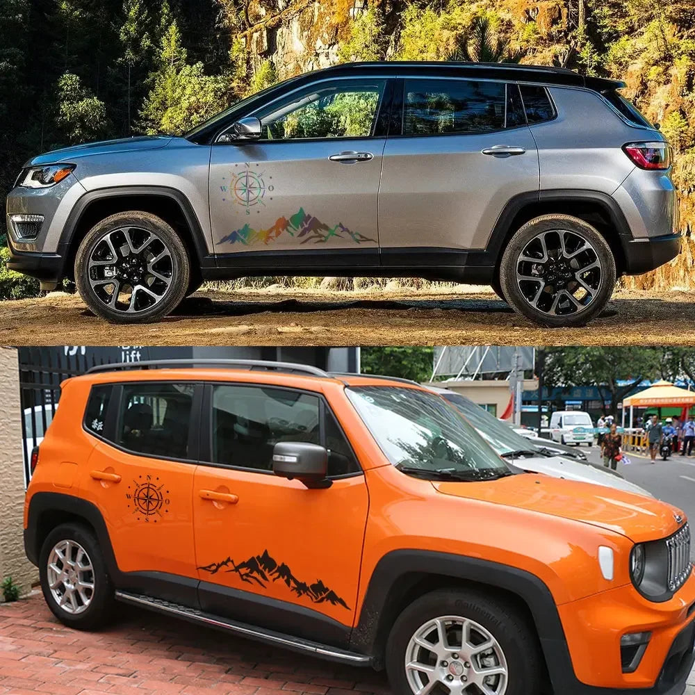 Car Sticker Graphics Mountain Compass Kit Decal for Jeep Rubicon Renegade Wrangler Kia Ford Vinyl Cover Auto Accessories