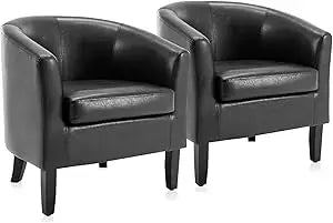 Linen Round Accent Barrel Chairs Set of Two
