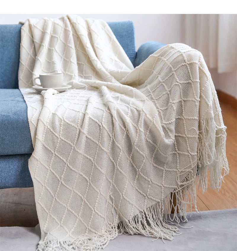 Nordic Stripes Throw Blanket Sofa Cover Bed End Towel Bedroom Decoration Leisure Soft Shawl Warm Boho Decor Bedspread