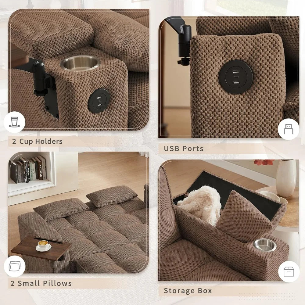 Modern 3-in-1 Convertible Sofa Bed with Swivel Side Table