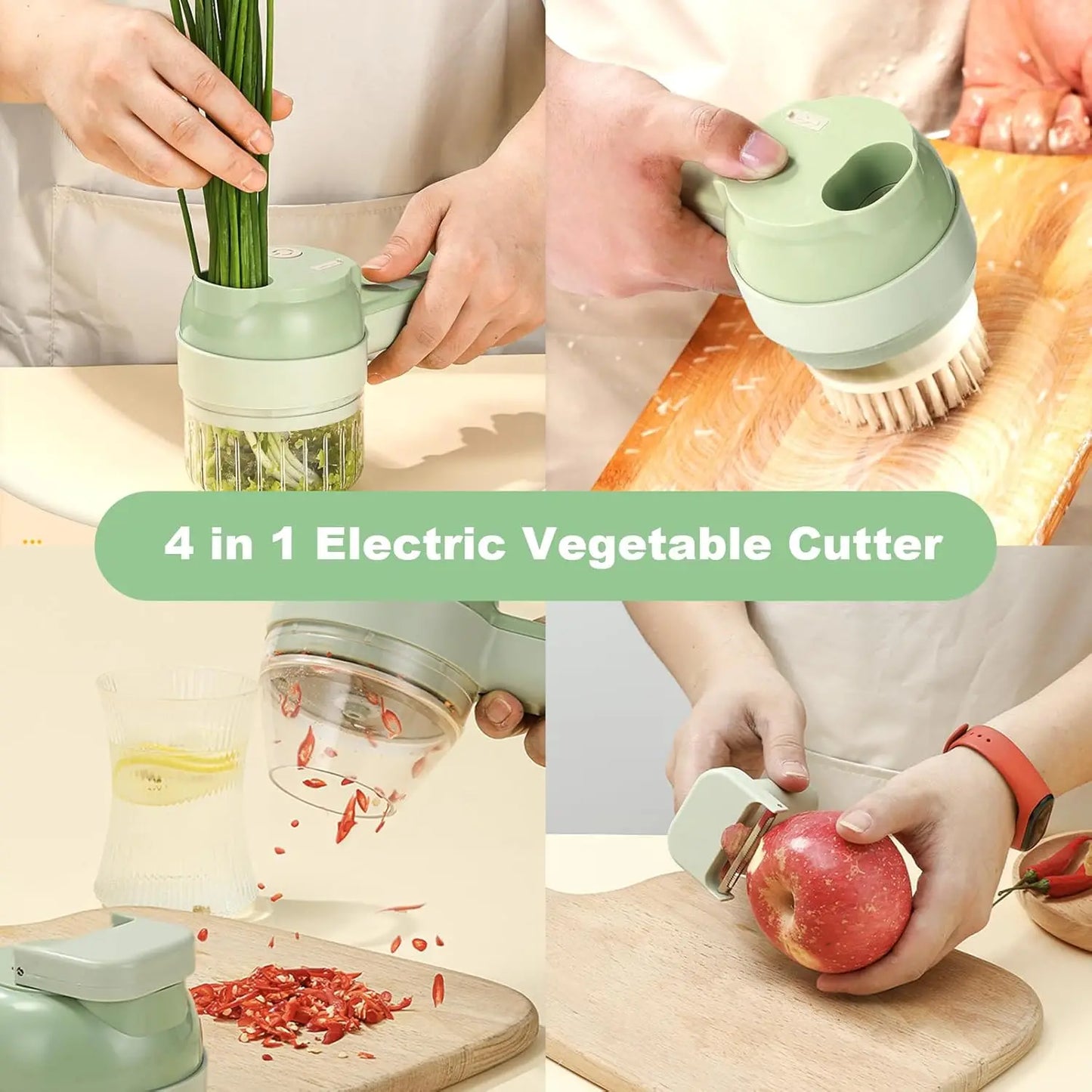 Portable 4 in 1 Electric Vegetable Cutter and Masher Set