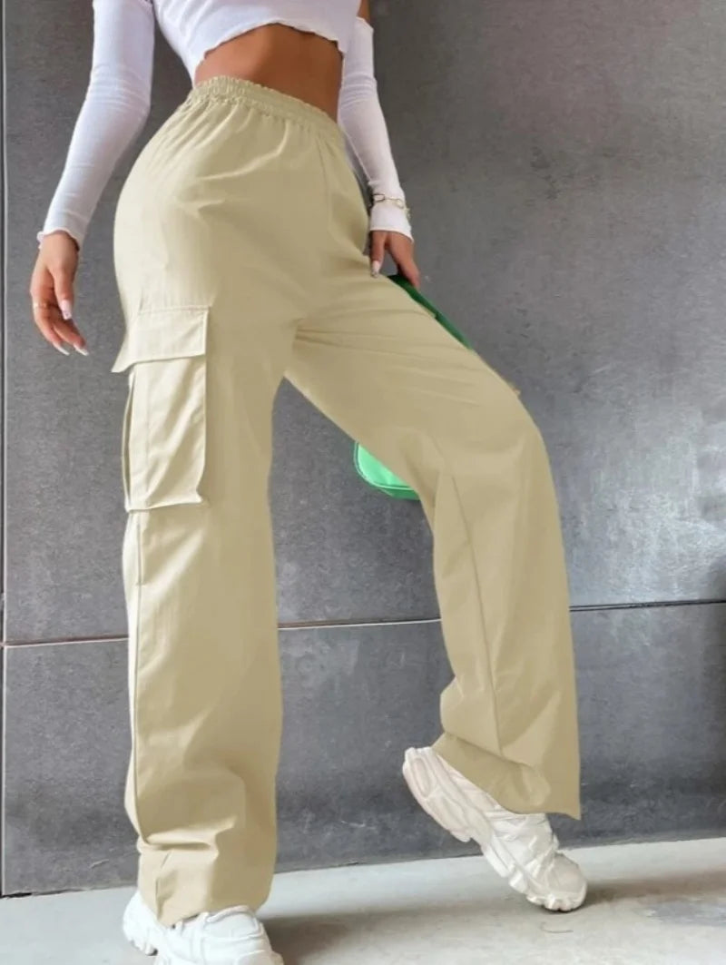 Chic Women Baggy Joggers Casual High Waist Cargo Pants