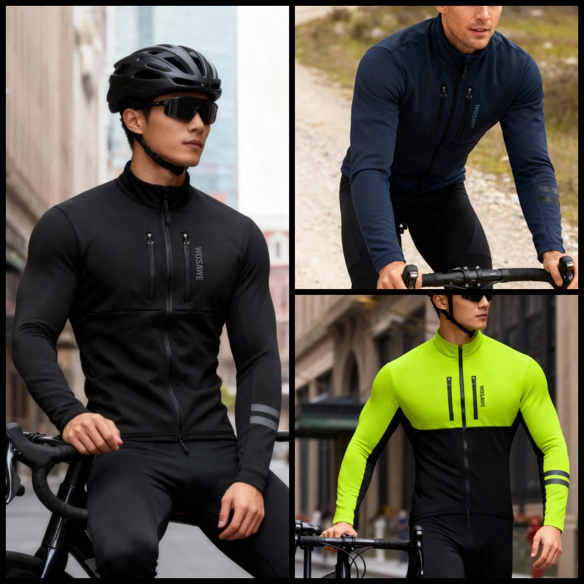 WOSAWE Windproof Winter Thermal Fleece Cycling Jacket For Men Women