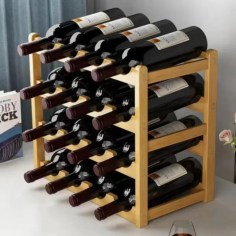 Wooden Wine Rack Display Grid Storage Shelf For Tabletop