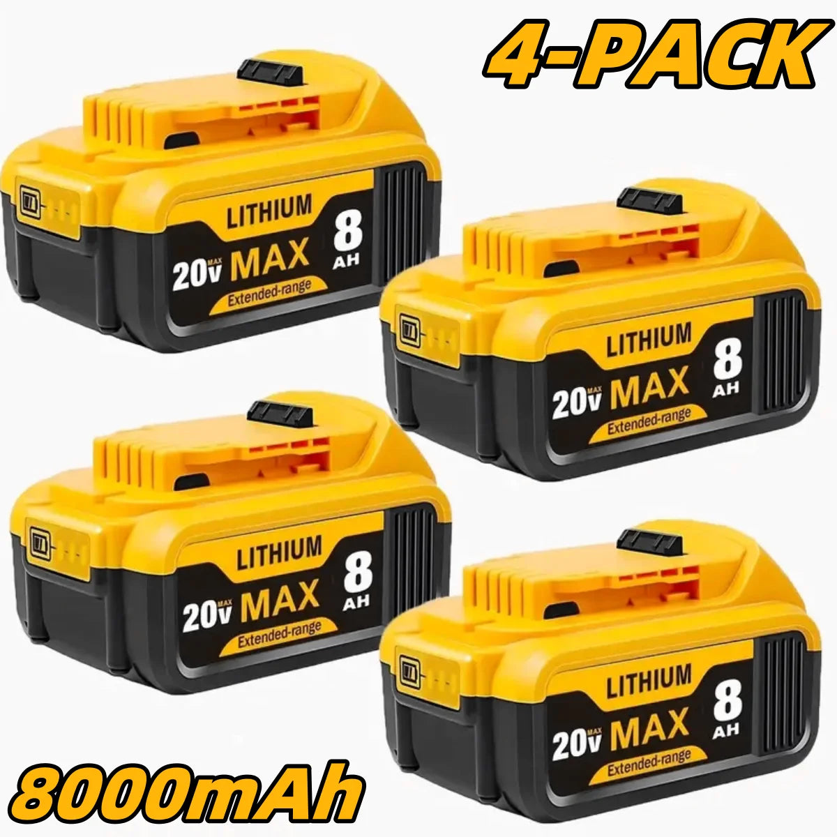 8.0Ah 20V Lithium Ion Replacement Battery for Dewalt Cordless Tools Compatible with DCB200 DCB205 DCB206 and More