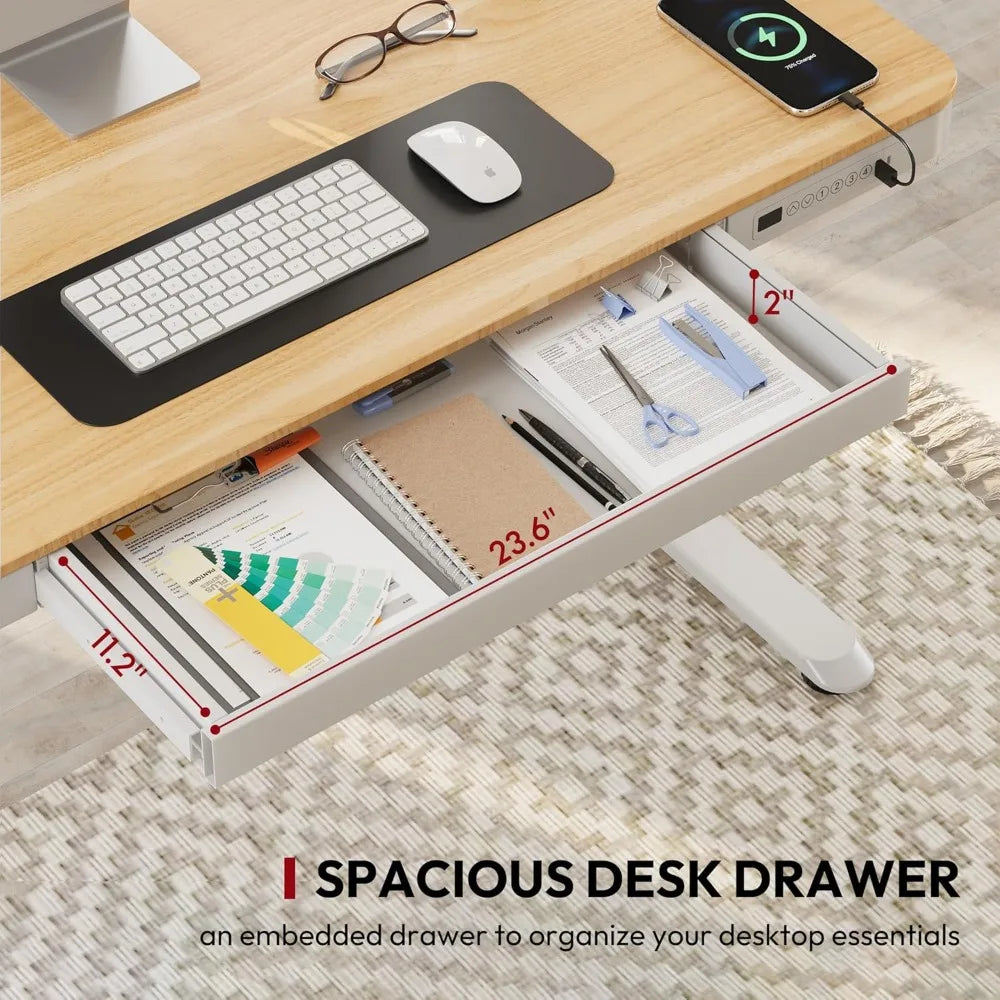Electric Adjustable Standing Desk with Storage and USB Ports
