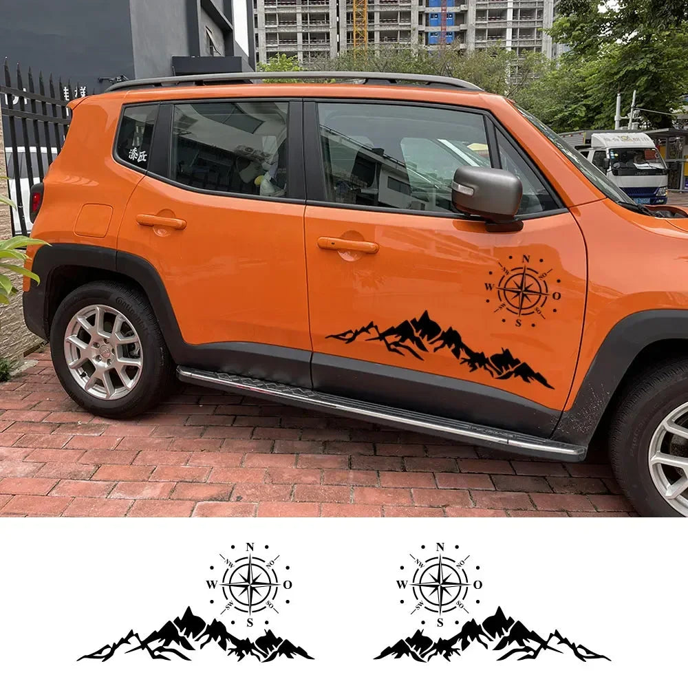 Car Sticker Graphics Mountain Compass Kit Decal for Jeep Rubicon Renegade Wrangler Kia Ford Vinyl Cover Auto Accessories