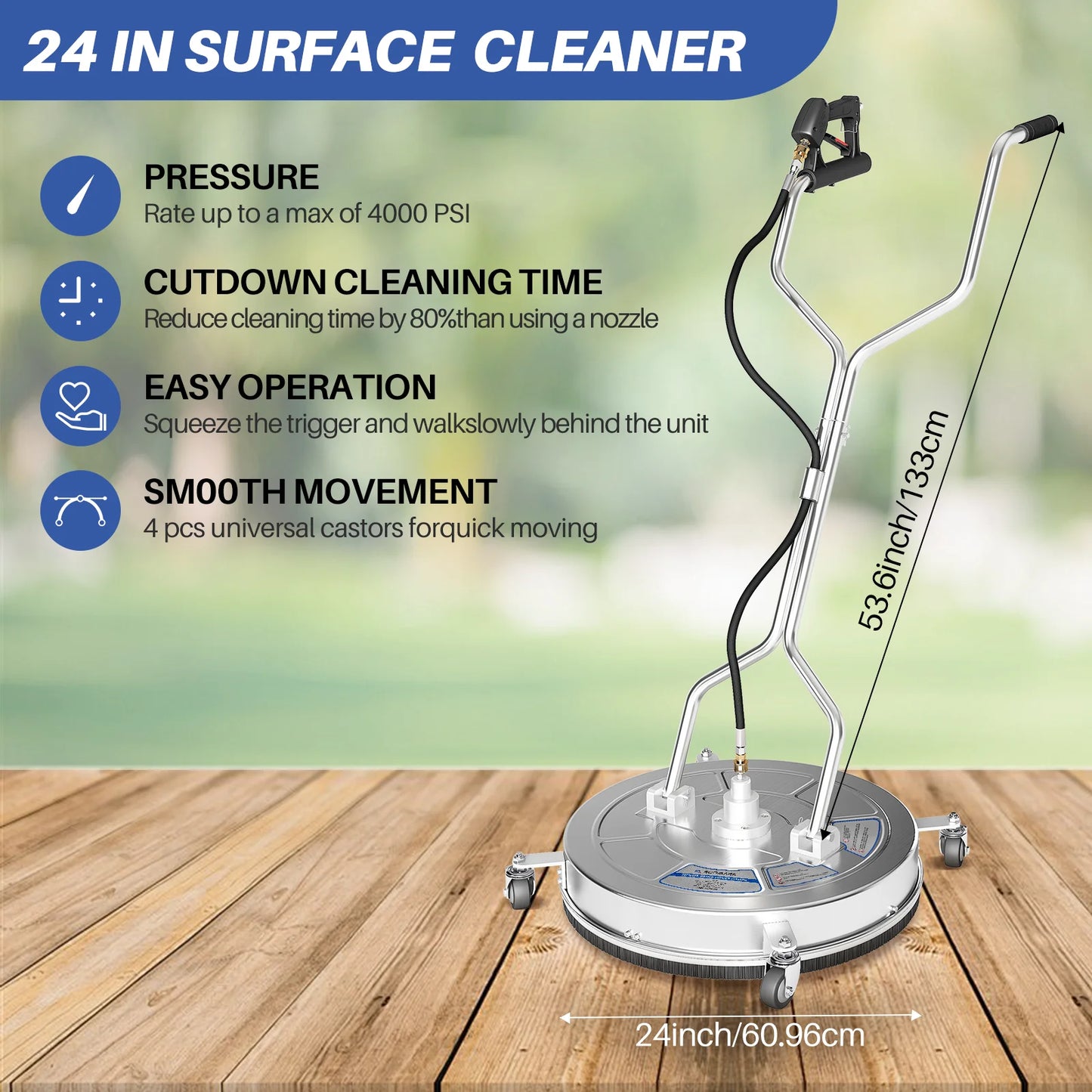 Roomark 4000 PSI Pressure Washer Surface Cleaner For Driveways Patios