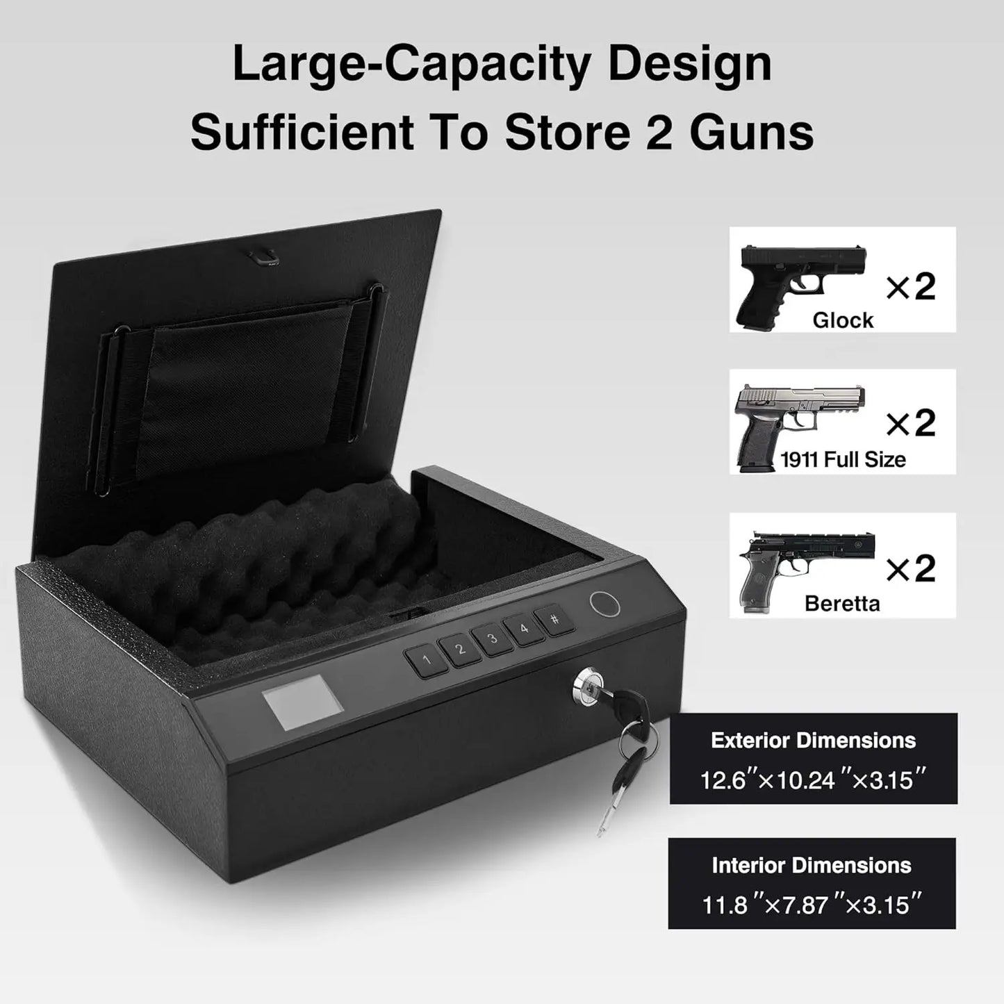 Home Quick Access Lock Box with Multiple Unlock Methods