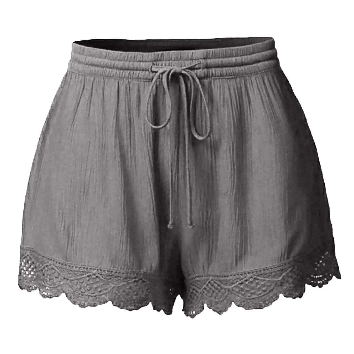 Ruffle Hem Casual Shorts for Women with Drawstring Closure