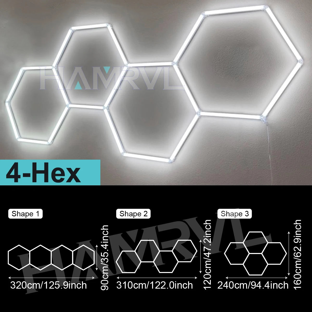 Garage Lights Hexagon Lamp 110-240V LED Tube Honeycomb Ceiling Lighting for Workshop Car Showroom Auto Body Repair Gym