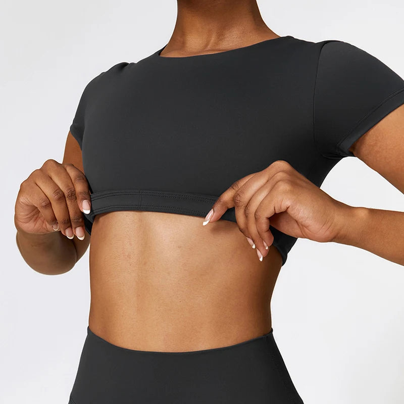 Hearuisavy Women Quick Dry Yoga Crop Top Sports Shirt