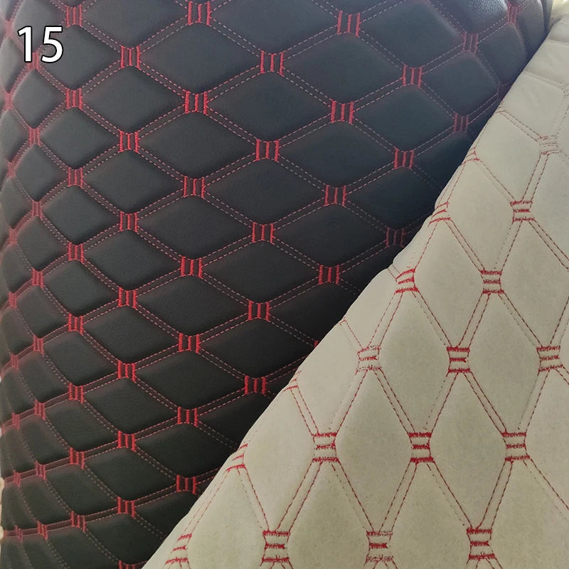 100x158cm Faux Leather Fabric Sponge Quilted Embroidered Car Interior Material and Home Decor PVC Fabric