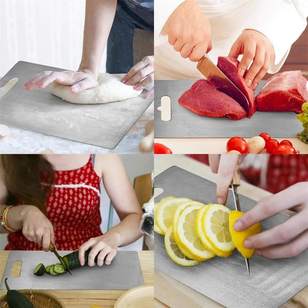 Titanium Cutting Boards for Kitchen Stainless Steel 304 Double Sided Food Grade Portable Fruit and Meat Chopping Board