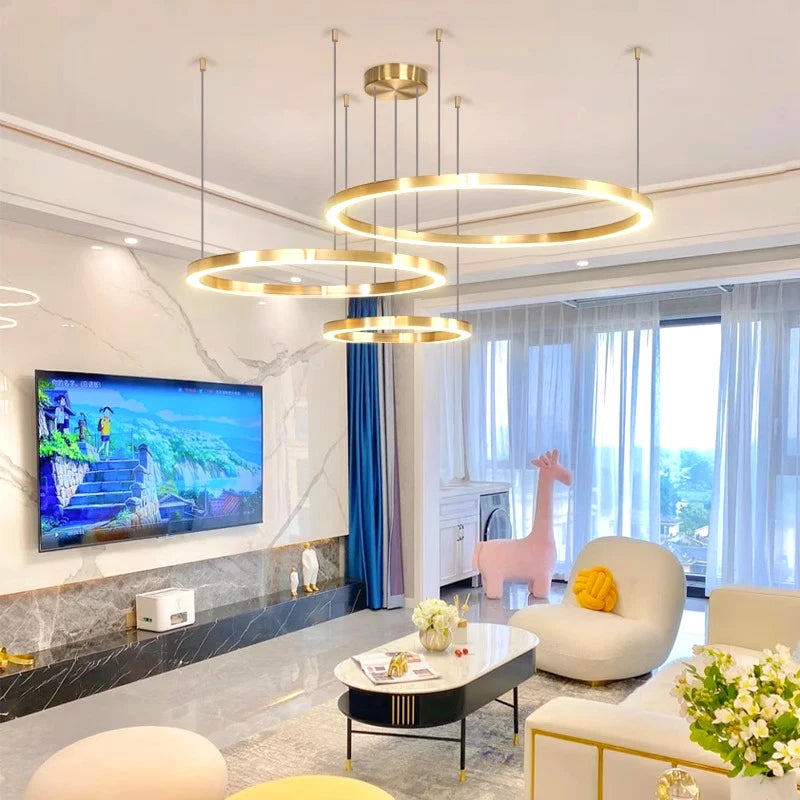 Modern Home Decor Ring LED Pendant Light for Living Room and Dining Room Chandeliers Indoor Lighting
