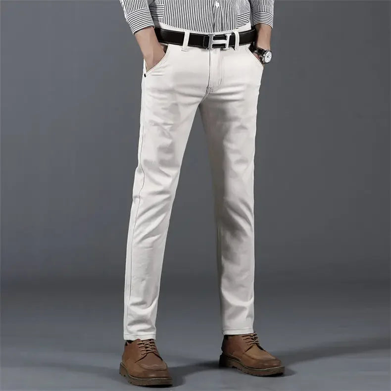 Men's Cotton Elastic Slim Jeans by NoEnName