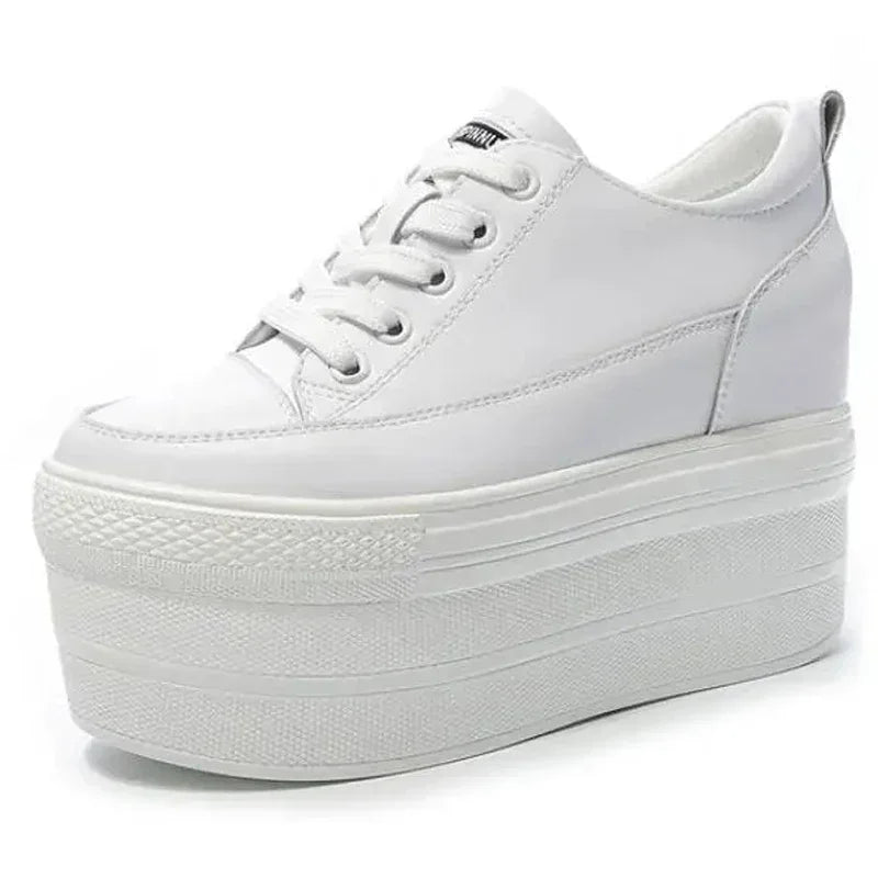 MVVJKE Genuine Leather Platform Sneakers For Women