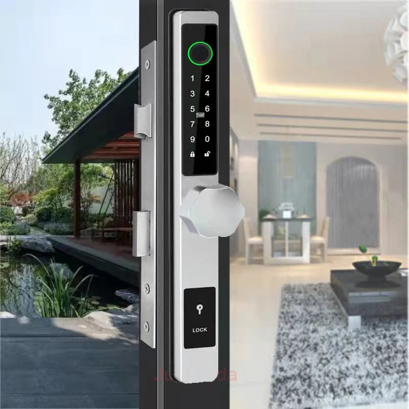 ZhdCookey Electronic Door Lock APP Remote Unlock Waterproof Fingerprint IC Card Password Aluminum Alloy Sliding Door Smart Lock