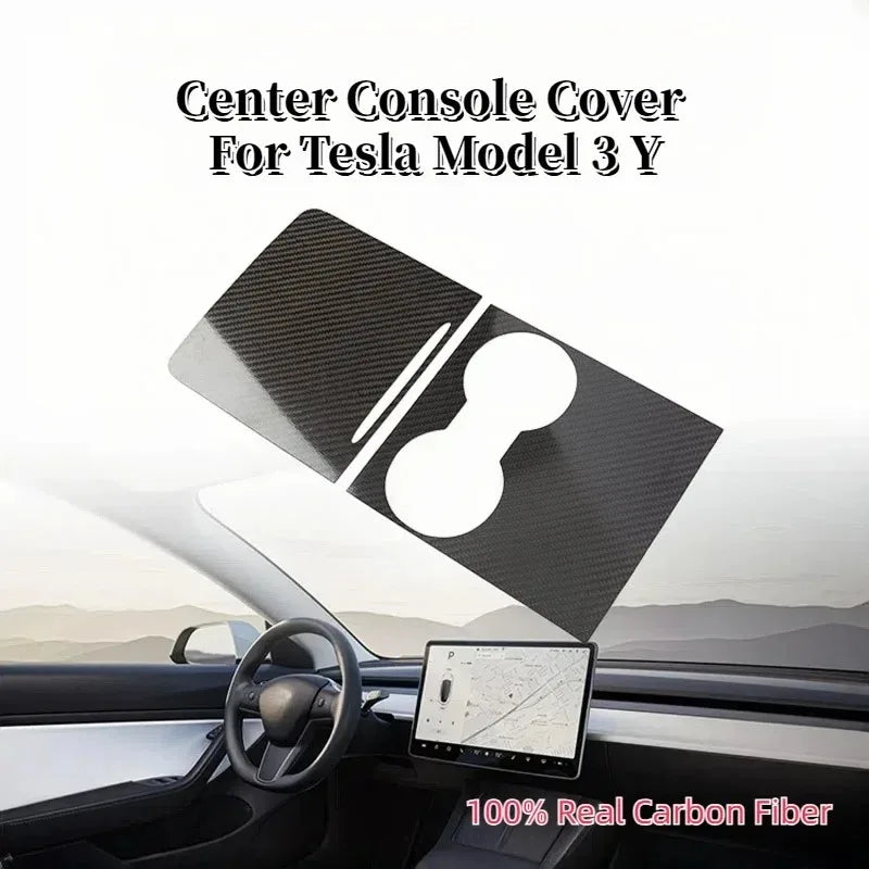 Carbon Fiber Center Console Cover For Tesla Model 3 Y