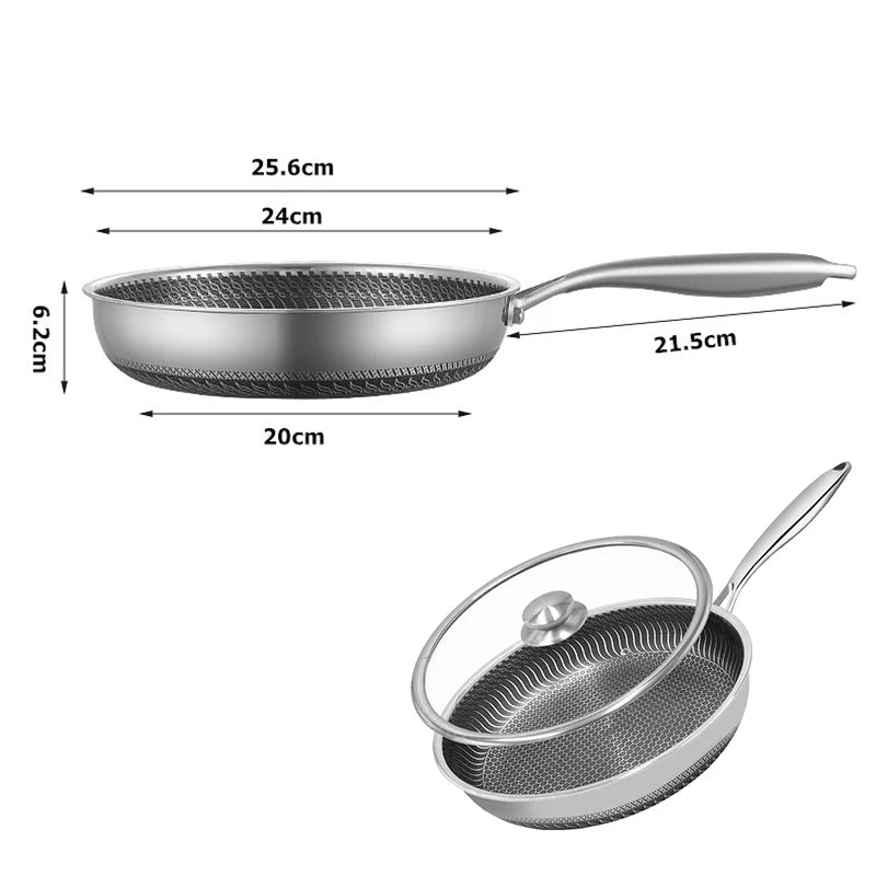 LMETJMA Stainless Steel Nonstick Honeycomb Frying Pan Lid