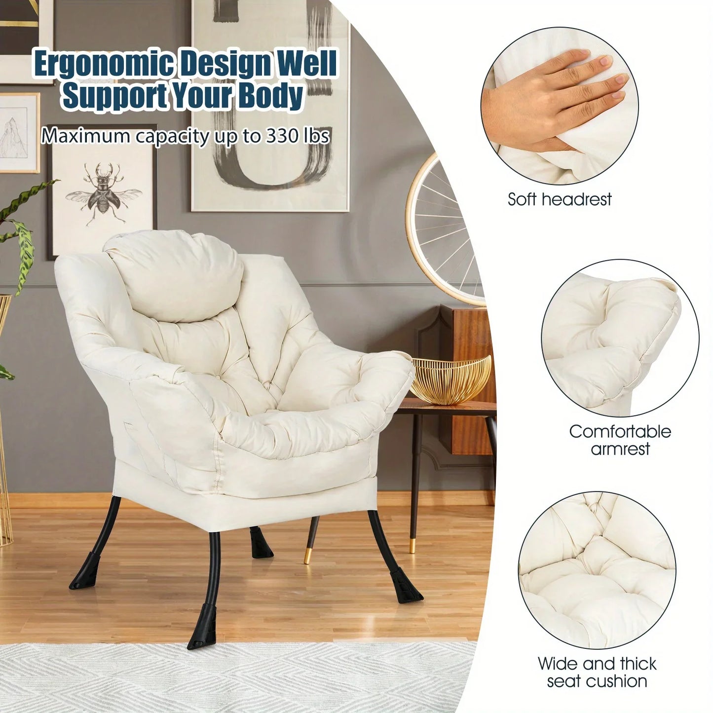 Modern Lazy Chair with Side Pocket for Ultimate Comfort