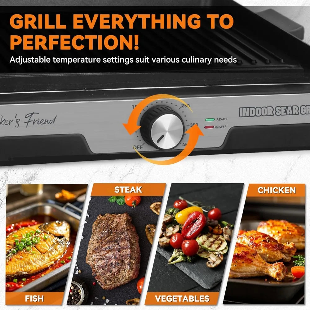 Baker's Friend Smokeless Indoor Grill With RemovablePlates PortableElectricGrillSystem