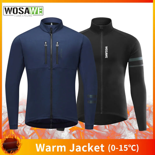 WOSAWE Windproof Winter Thermal Fleece Cycling Jacket For Men Women