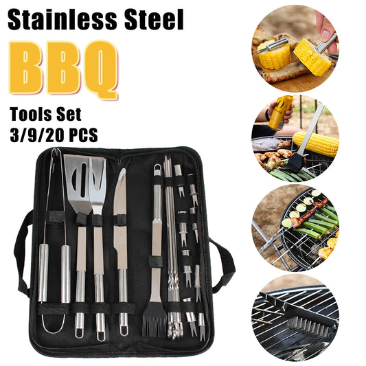 Stainless Steel Barbecue Utensil Set For Outdoor Cooking