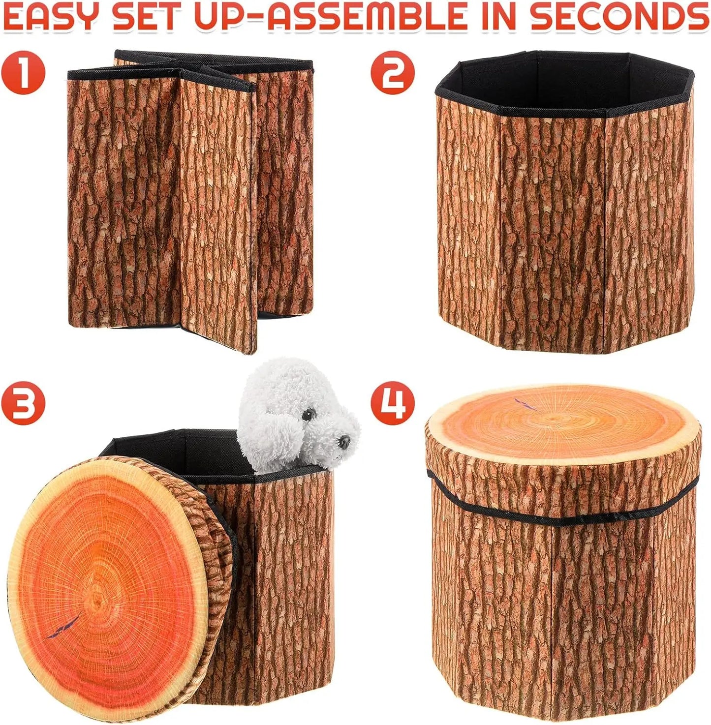 Choice Tree Stump Storage Ottoman Folding Stool With Lid