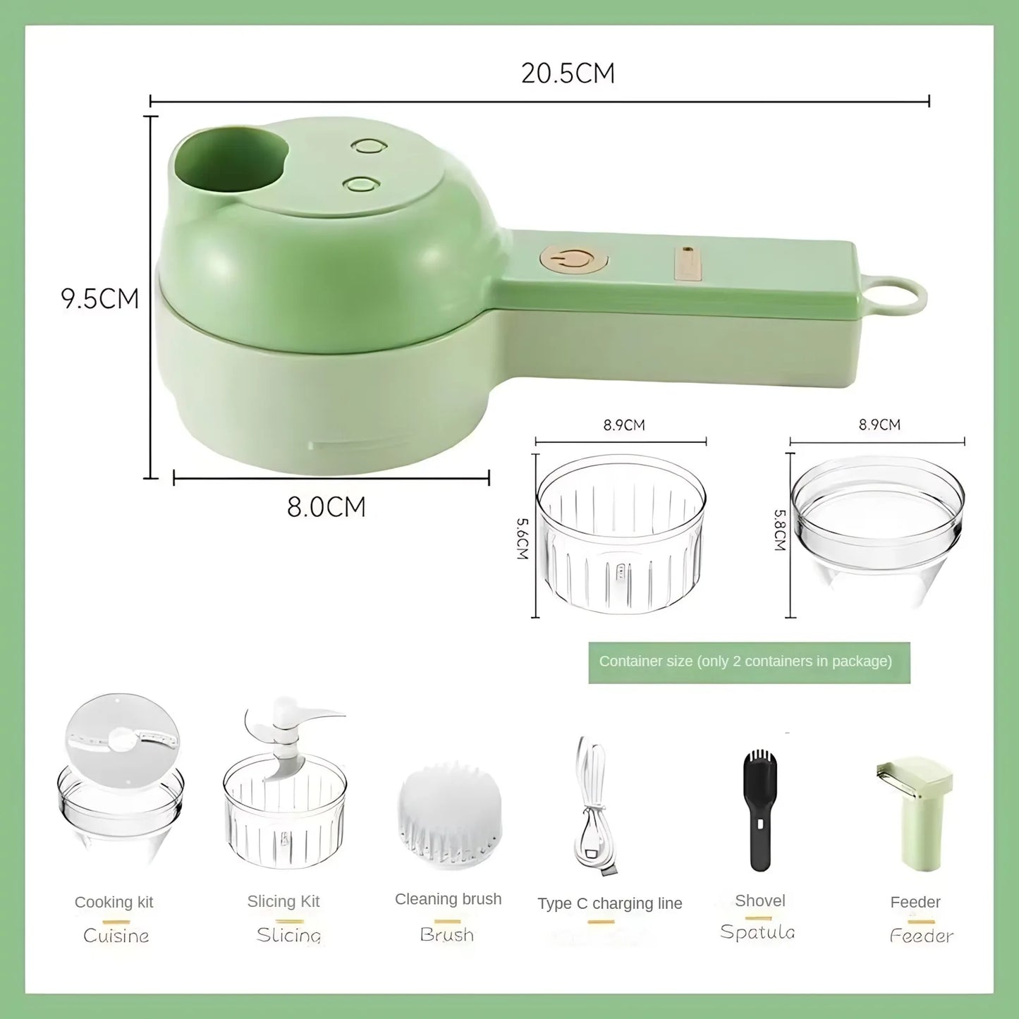 Portable 4 in 1 Electric Vegetable Cutter and Masher Set