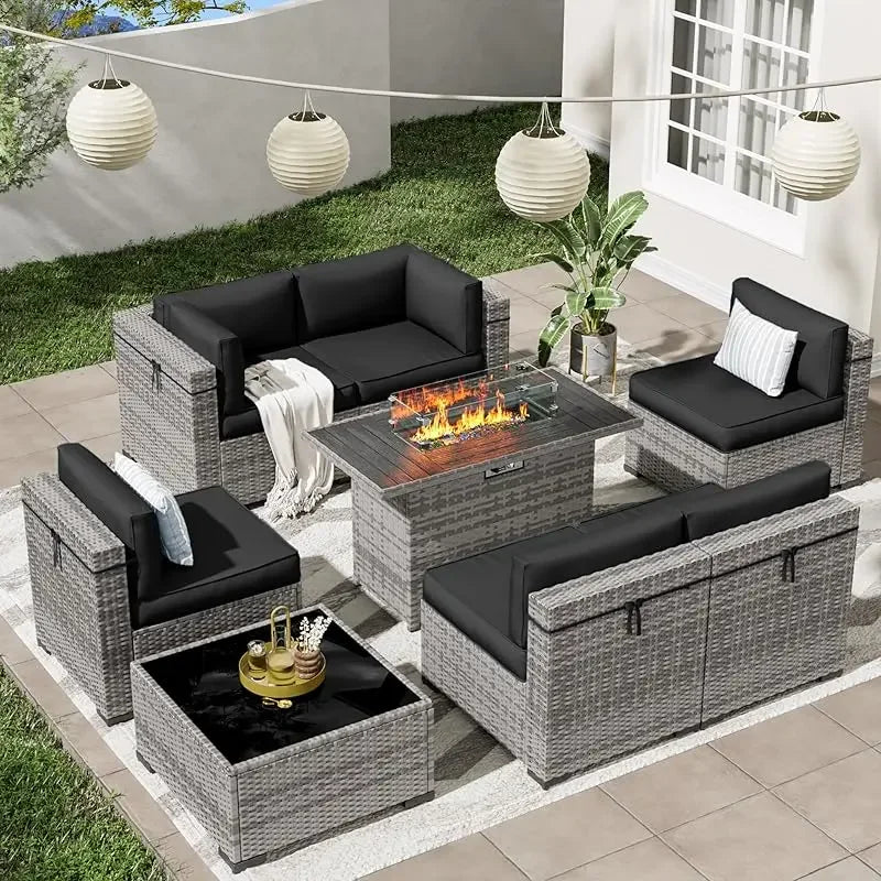 Modular 7-Piece Patio Conversation Set with Coffee Table