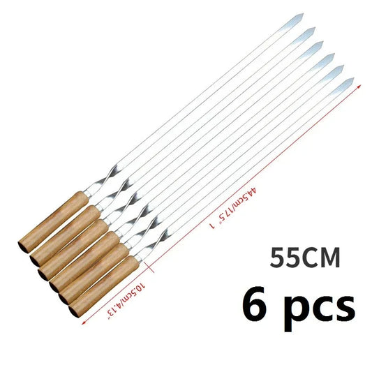 6PCS Stainless Steel BBQ Fork Skewers for Grilling Delight