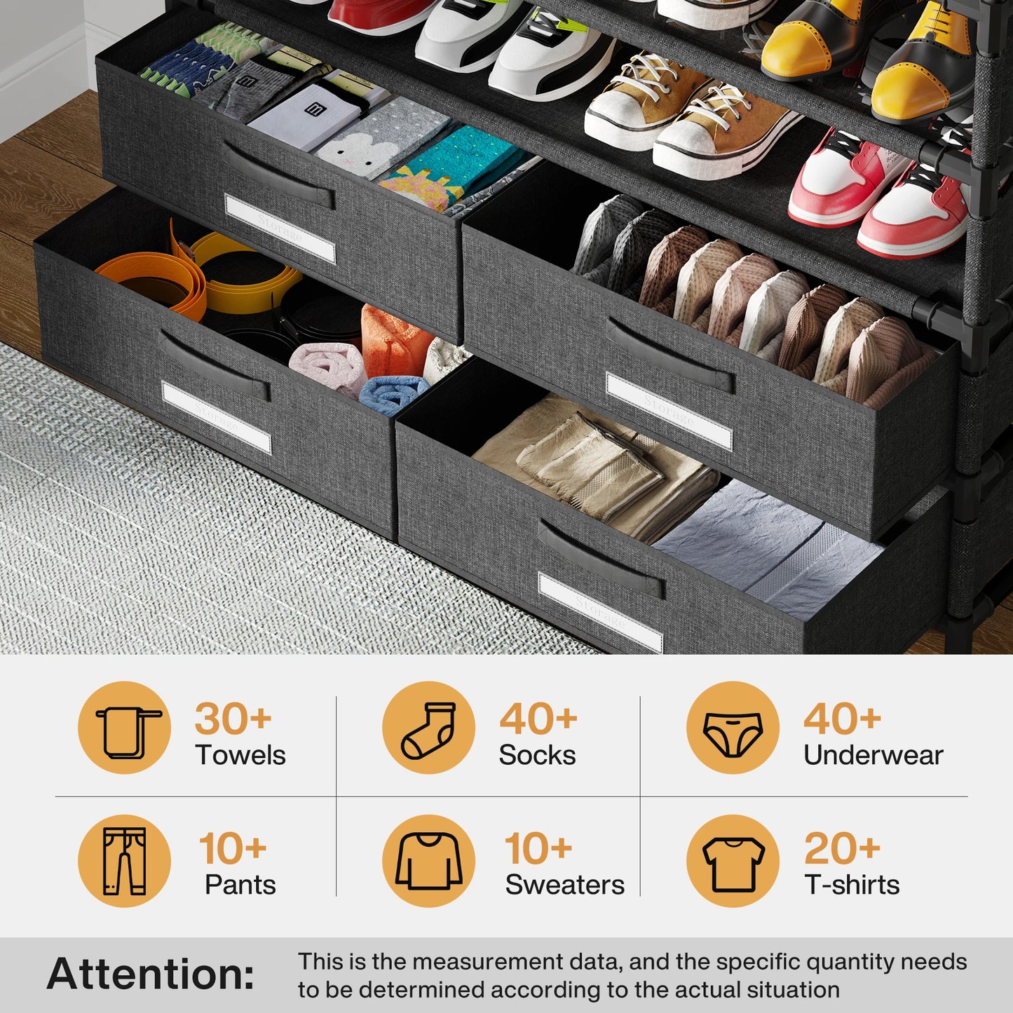 Tribesigns 10 Tier Shoe Rack Organizer with Bins Drawers