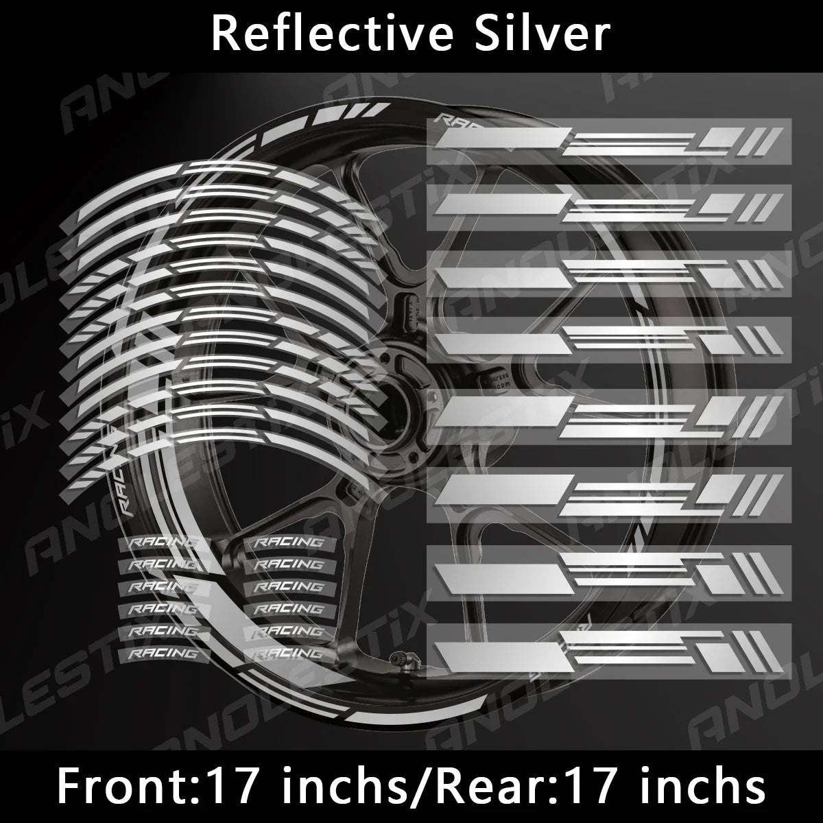 AnoleStix Reflective Motorcycle Wheel Stickers Rim Decal Kit