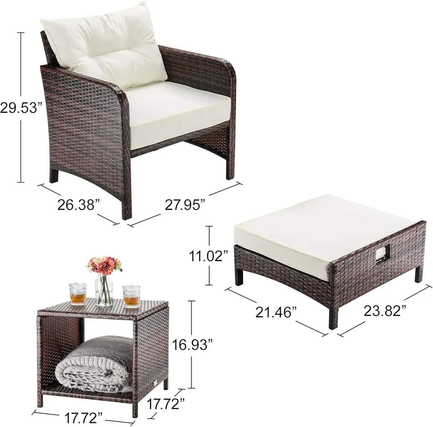 Wicker Outdoor Patio Furniture Set With Conversation Chairs And Coffee Table