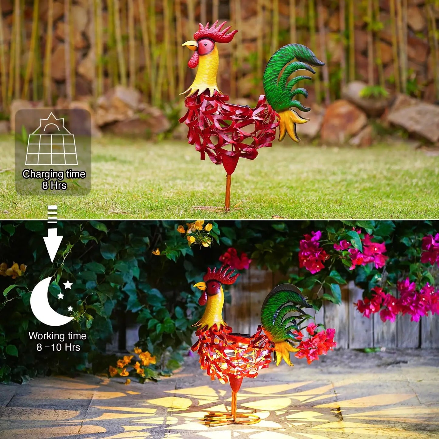 XMSJ Solar Rooster Statue Garden Decor For Outdoor Spaces