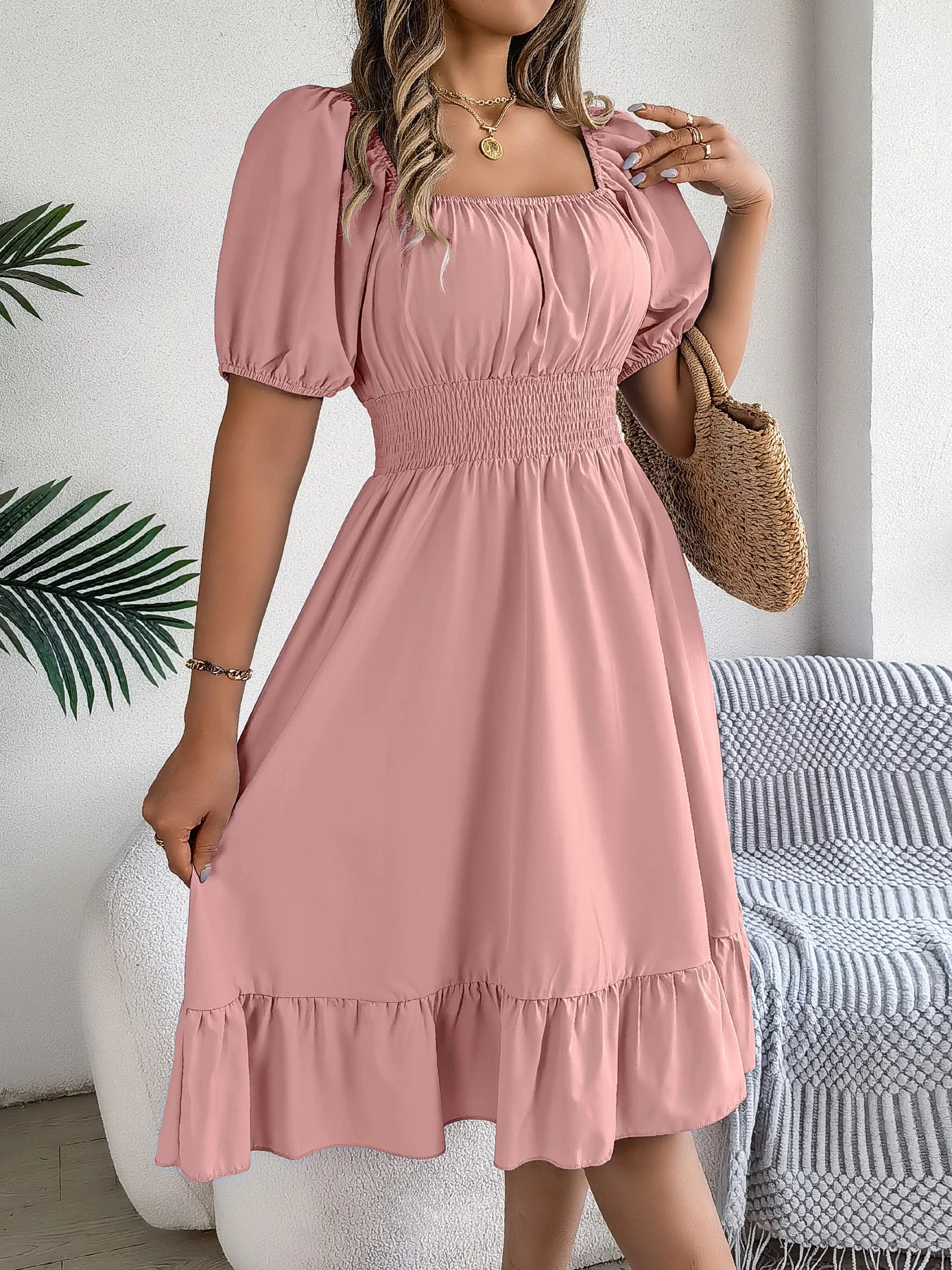 LUSMAYCN Elegant Spring And Summer High Waisted Dresses