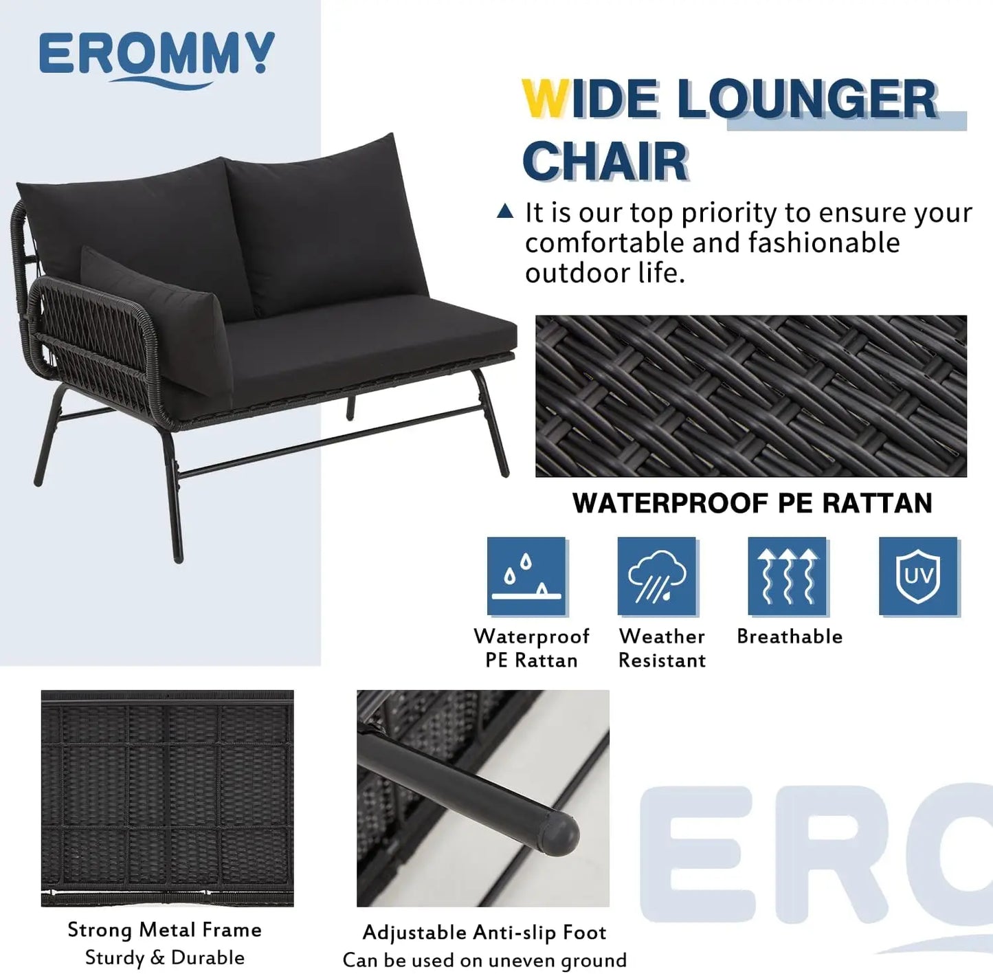 L-Shaped Outdoor Patio Conversation Set with Thick Cushions