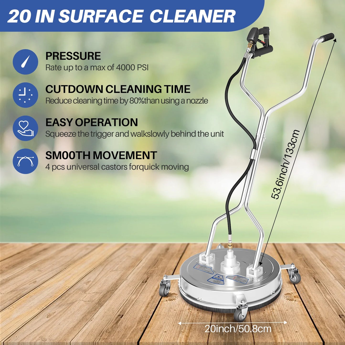 Roomark 4000 PSI Pressure Washer Surface Cleaner For Driveways Patios