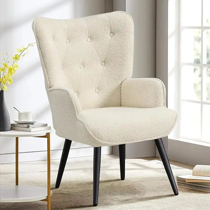 Modern Velvet Tufted Wingback Accent Chair for Cozy Lounging