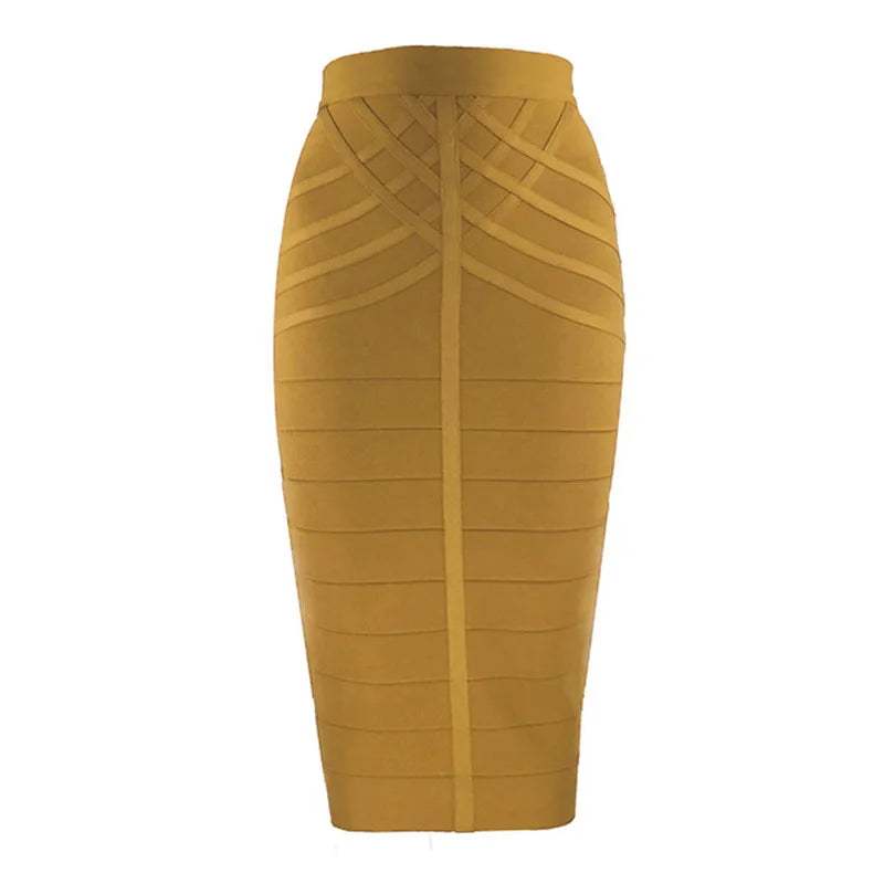Elegant High Waist Bodycon Pencil Skirt for Office Ladies