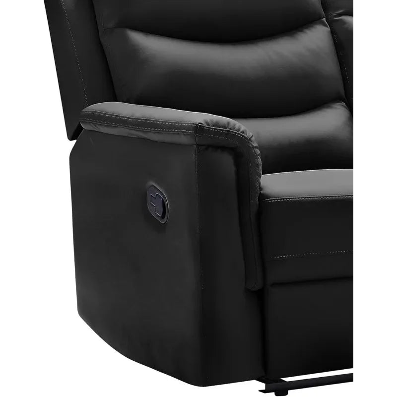Comfy Scandinavian Leather Sofa Set with Recliners and Cup Holders