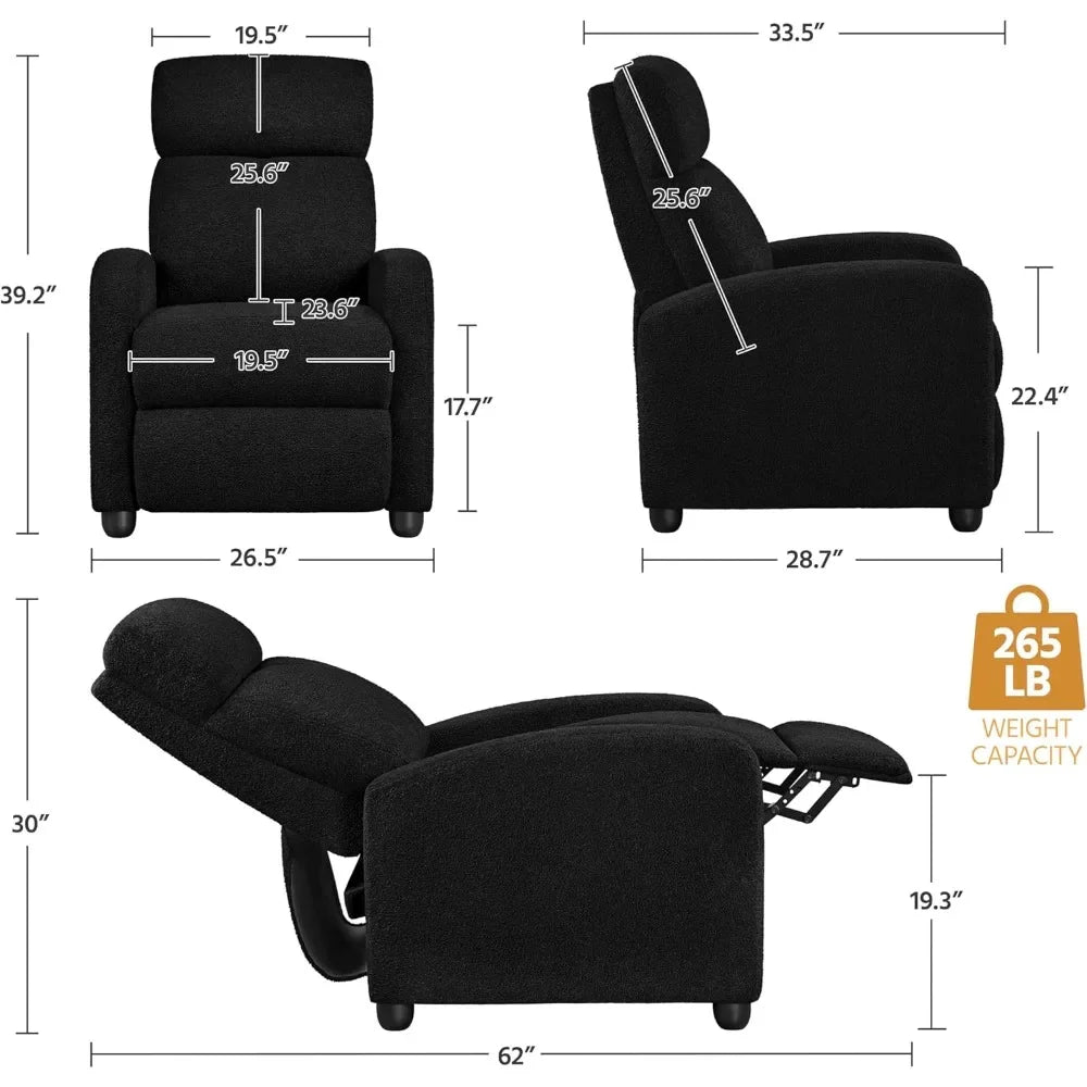Modern Boucle Recliner Chair for Comfortable Home Theater Seating