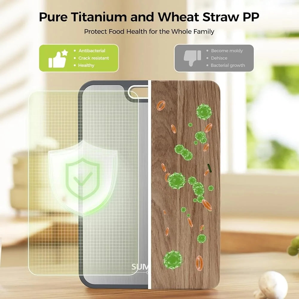 Titanium Double-Sided Cutting Board with Antimicrobial Protection