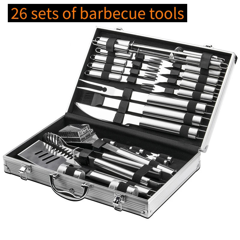 Stainless Steel BBQ Tool Set for Outdoor Grilling Enthusiasts
