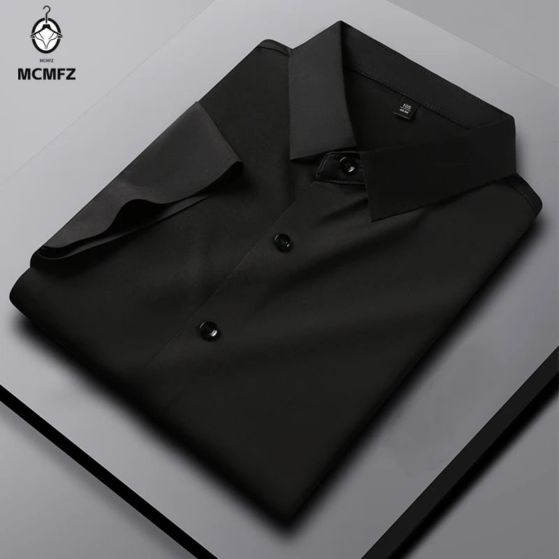 Men's Business Casual Short Sleeve Solid Color Shirt